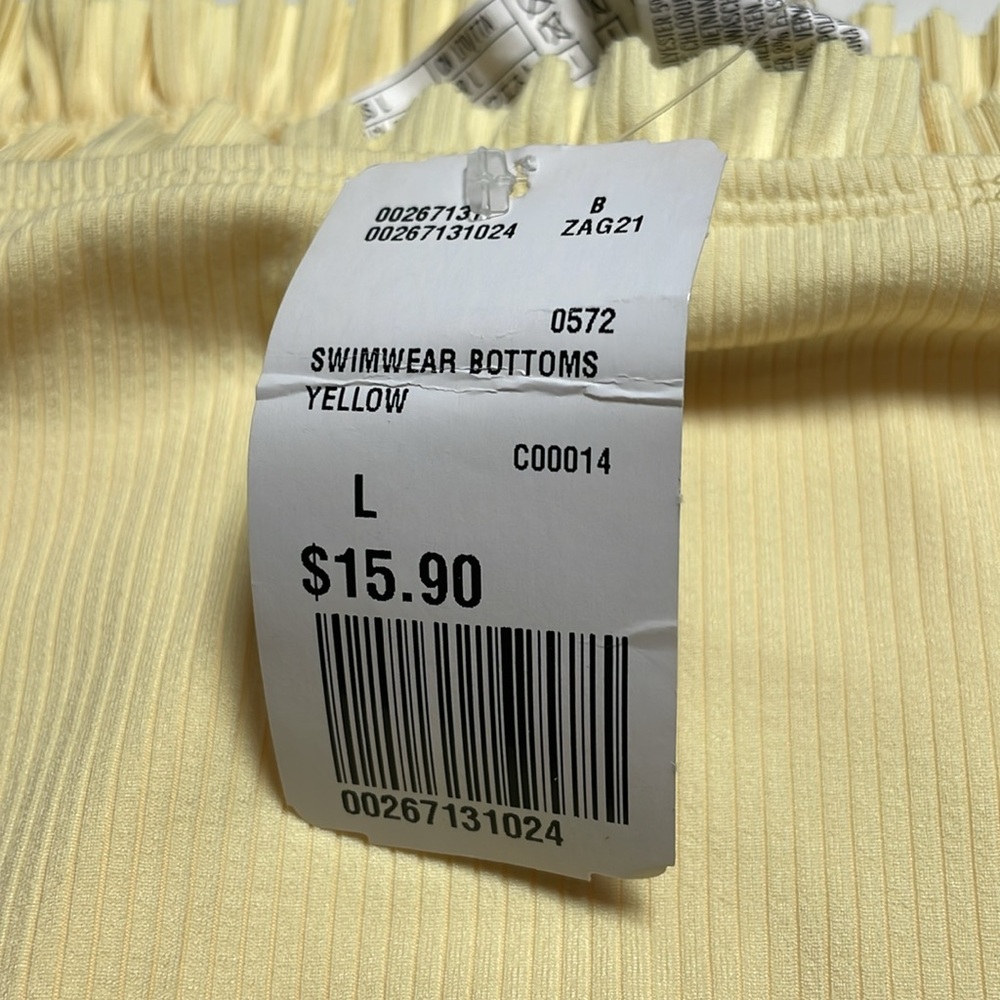 Forever 21 Yellow bikini set high waisted, ruffled strapless NWT L - Picture 6 of 10